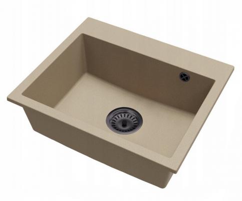 Granitový dřez Exclusive 55 béžový + černý sifon 80 x 48 x 20,5cm